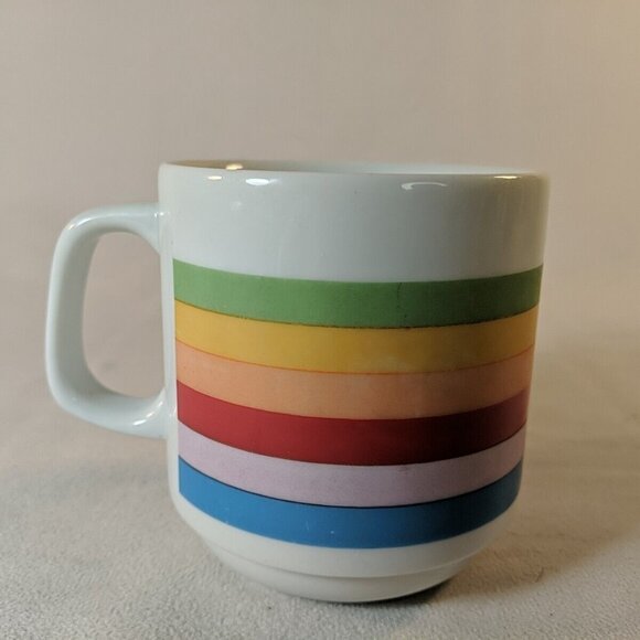 RARE Vintage Apple Macintosh Rainbow Mug Mac Ceramic Computer 80s Lisa Era Logo - Picture 2 of 10